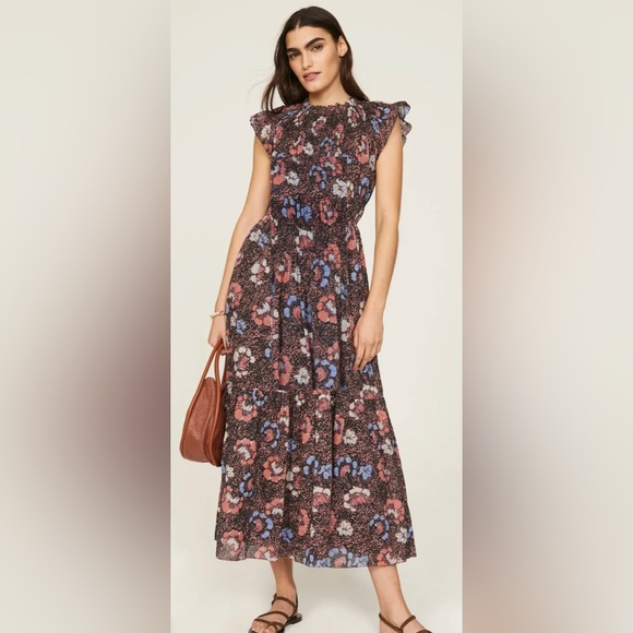 Cleobella Dresses & Skirts - Cleobella Floral Maxi Dress in Black with Pink & Blue Accents